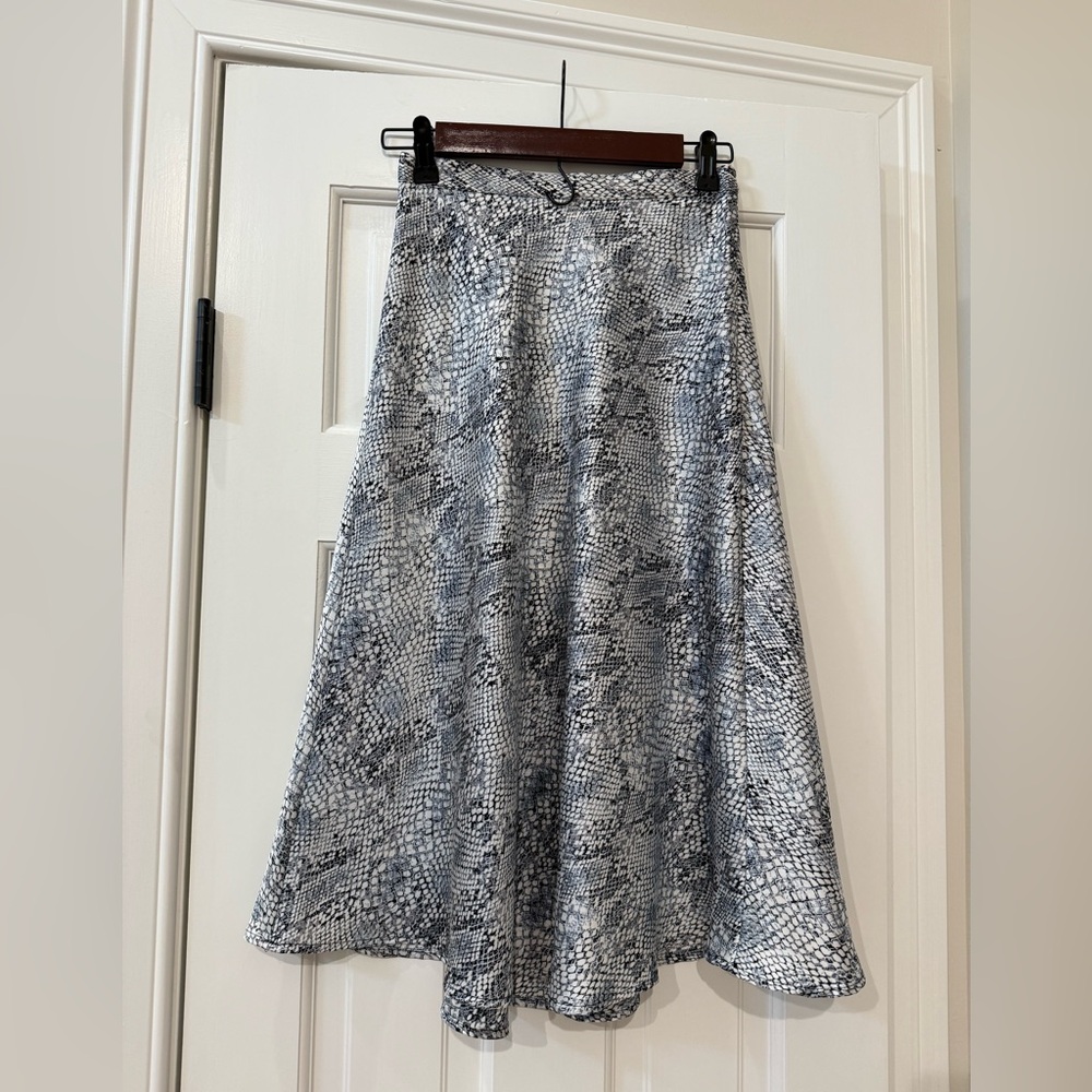 Gianni Bini Silk Snake Print Midi Skirt